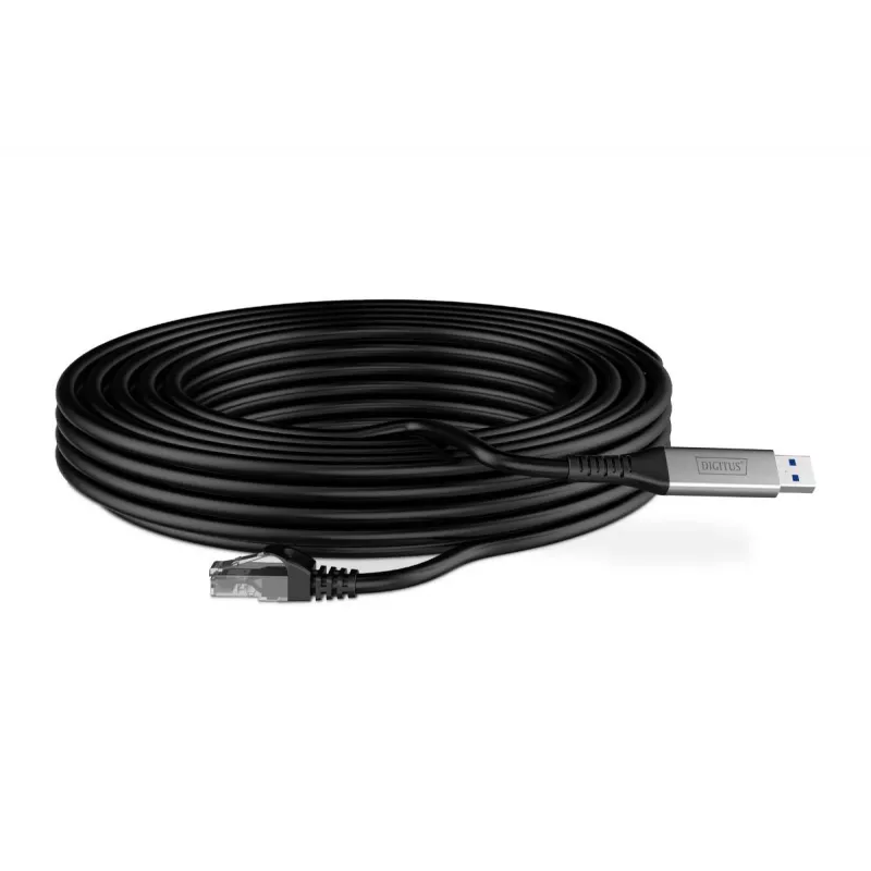 DIGITUS Cable USB 3.2 Gen1 - RJ45 Ethernet - CAT6a S/FTP negro - 10 m