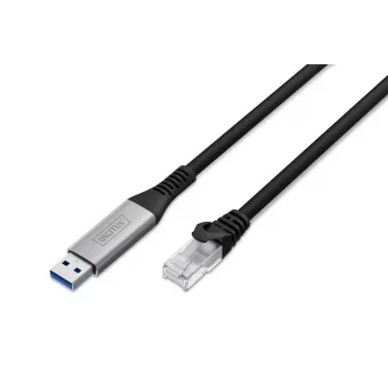 DIGITUS Cable USB 3.2 Gen1 - RJ45 Ethernet - CAT6a S/FTP negro - 15 m