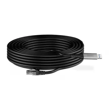 DIGITUS Cable USB 3.2 Gen1 - RJ45 Ethernet - CAT6a S/FTP negro - 15 m