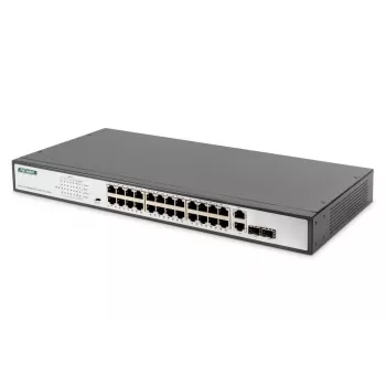 DIGITUS Switch Fast Ethernet PoE 24 puertos 2G Combo TP/SFP 390W