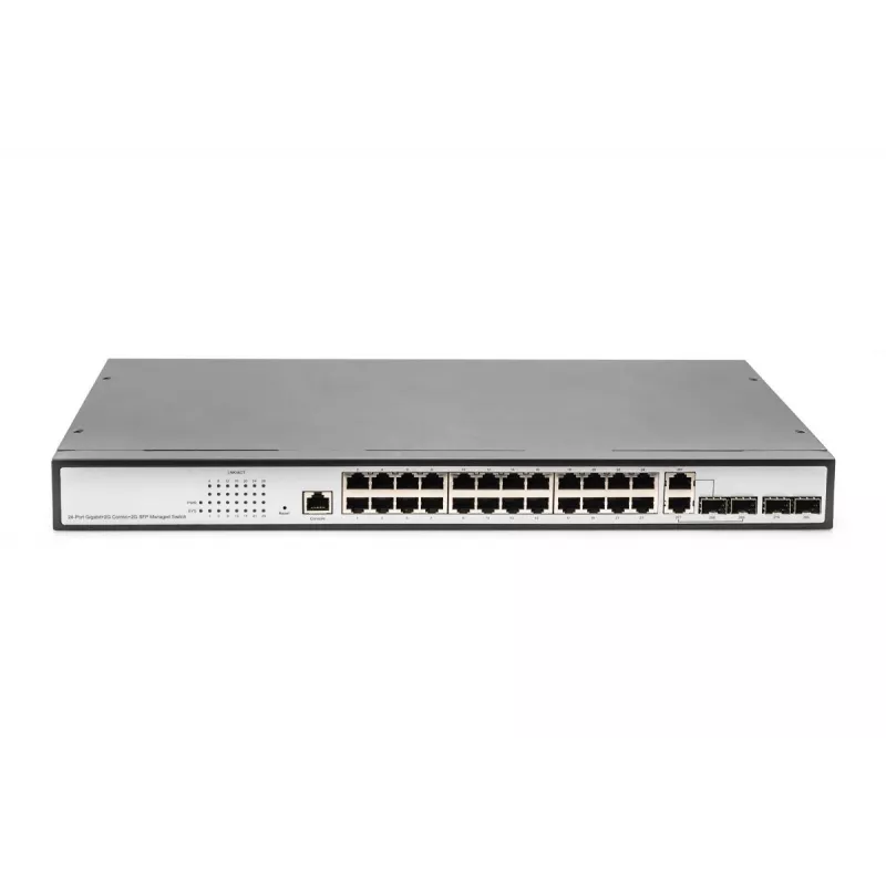 DIGITUS Switch Gigabit Ethernet L2 gestionado 24 puertos + 2 puertos combo y 2 puertos uplink SFP