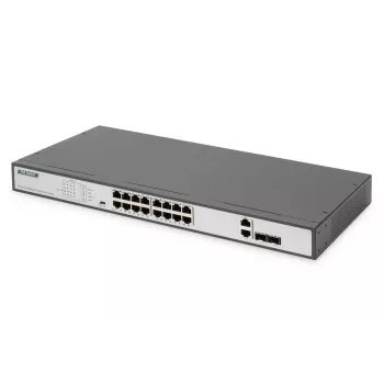 DIGITUS Switch Fast Ethernet PoE 16 puertos PoE + 2 Combo. 250 W de presupuesto PoE