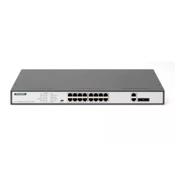 DIGITUS Switch Fast Ethernet PoE 16 puertos PoE + 2 Combo. 250 W de presupuesto PoE