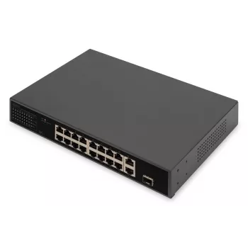 DIGITUS Switch PoE 16 puertos 10/100 Mbit/s 16 x puertos RJ45 PoE 10/100 Mbit/s, 1x GE RJ45, 1x SFP