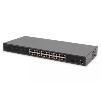 DIGITUS Switch Gigabit Ethernet con inyector PoE 24 puertos L2 gestionado 2 SFP Uplink