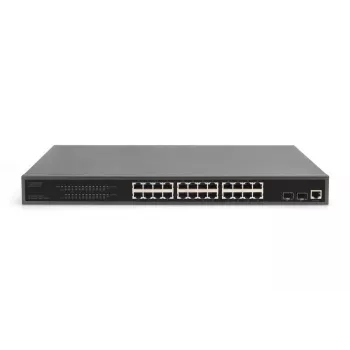 DIGITUS Switch Gigabit Ethernet con inyector PoE 24 puertos L2 gestionado 2 SFP Uplink