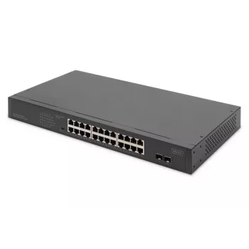 DIGITUS Switch PoE no gestionado - 24 puertos Gigabit + 2 puertos Gigabit SFP