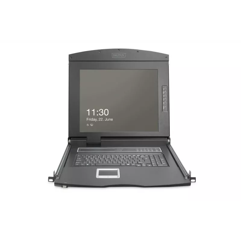 Consola KVM LCD Full HD modular DIGITUS DS-72221-1GE de 19 pulgadas (43,2 cm), KVM VGA de 1 puerto, touchpad, teclado alemán