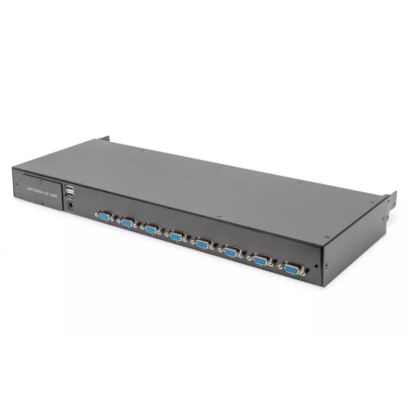 Consola KVM LCD Full HD modular DIGITUS DS-72221-2GE de 19 pulgadas (48,3 cm), KVM VGA de 8 puertos, touchpad, teclado alemán