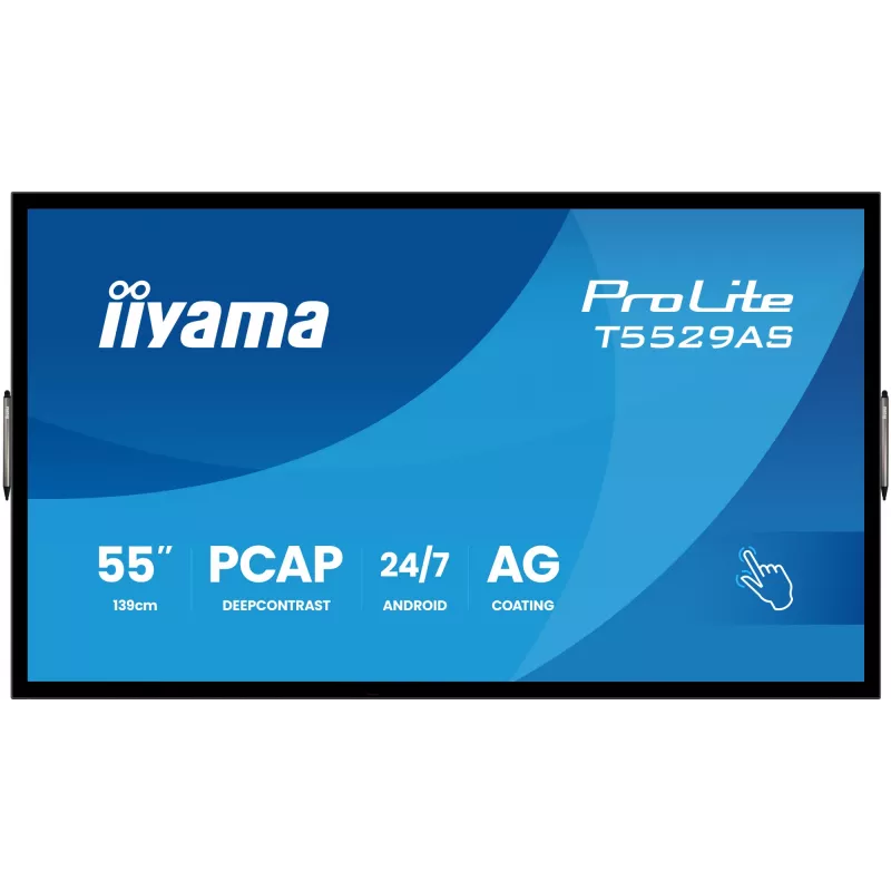 iiyama T5529AS-B1AG Pantalla digital diseño kiosco 138,7 cm (54,6 inch) LED Wi-Fi 450 cd/m² 4K Ultra HD negra pantalla táctil procesador integrado Android 24/7