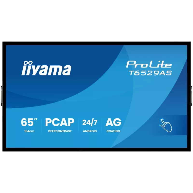 iiyama T6529AS-B1AG Pantalla digital diseño kiosco 163,8 cm (64,5 inch) LED Wi-Fi 420 cd/m² 4K Ultra HD negra pantalla táctil procesador integrado Android 24/7