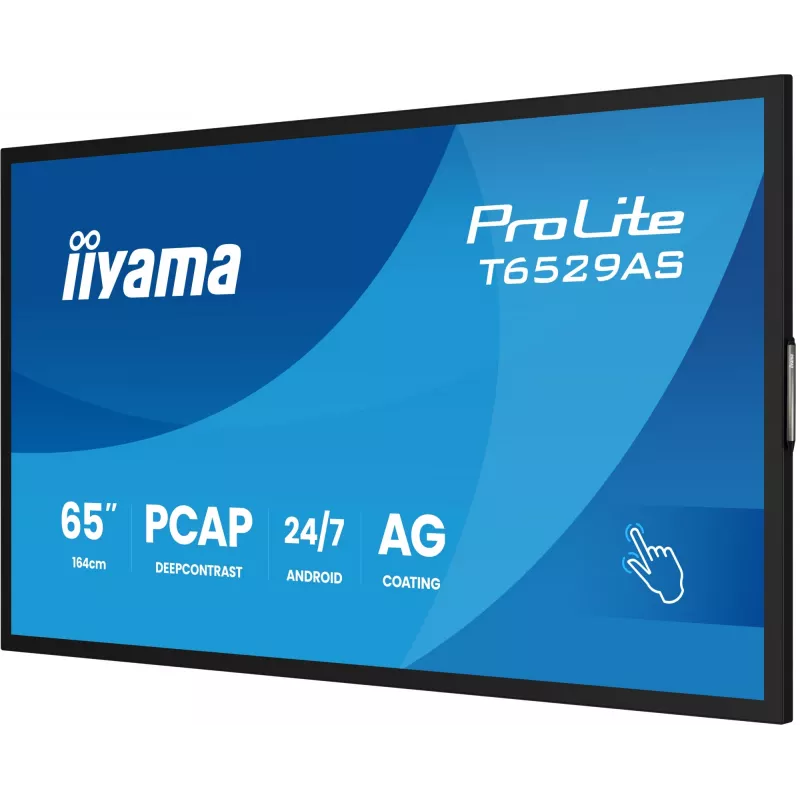 iiyama T6529AS-B1AG Pantalla digital diseño kiosco 163,8 cm (64,5 inch) LED Wi-Fi 420 cd/m² 4K Ultra HD negra pantalla táctil procesador integrado Android 24/7