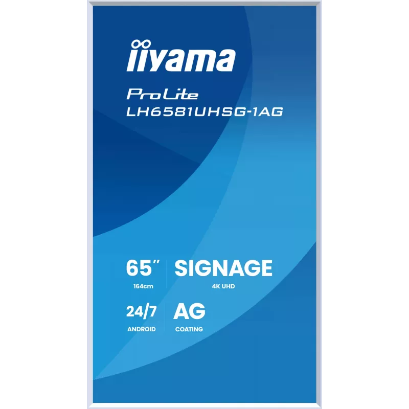 iiyama LH6581UHSG-1AG Pantalla de señalización digital plano 163,8 cm (64,5 inch) Wi-Fi 500 cd/m² 4K Ultra HD blanco procesador integrado Android 24/7