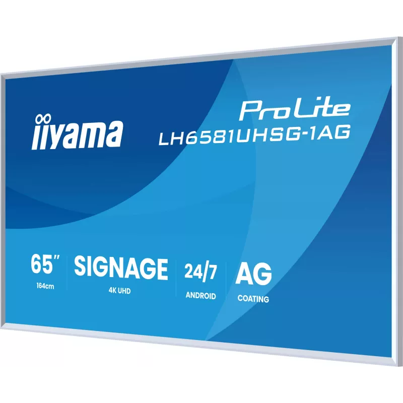 iiyama LH6581UHSG-1AG Pantalla de señalización digital plano 163,8 cm (64,5 inch) Wi-Fi 500 cd/m² 4K Ultra HD blanco procesador integrado Android 24/7