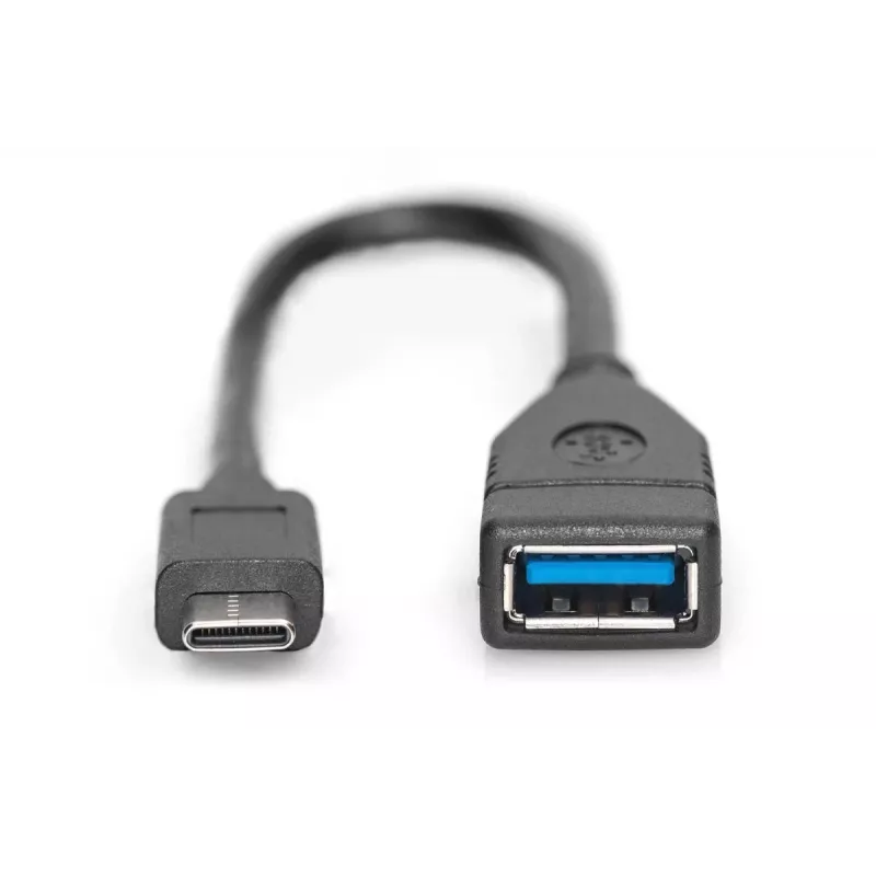 DIGITUS Cable adaptador USB Type-C, OTG, Type-C - A macho/hembra, 15 cm Super Speed negro