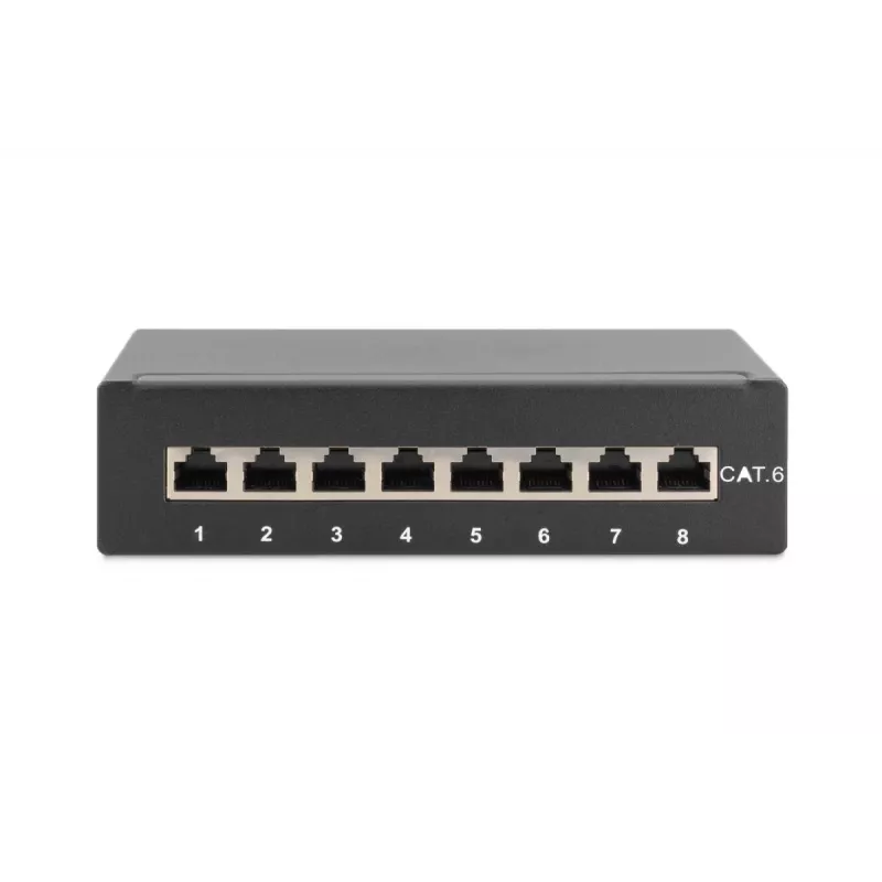DIGITUS Patch Panel CAT6 8 puertos apantallado negro
