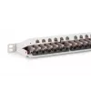 DIGITUS Patch Panel CAT6A EA apantallado, 24 puertos RJ45 protección antipolvo, 8P8C, 0,5U, gris RAL 7035