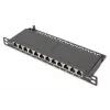 DIGITUS Patch Panel CAT6A, apantallado, 12 puertos, 1/2U, montaje en rack de 10