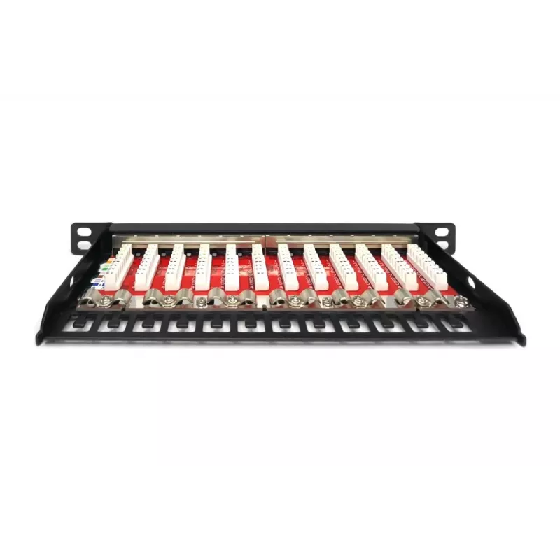 DIGITUS Patch Panel CAT6A, apantallado, 12 puertos, 1/2U, montaje en rack de 10