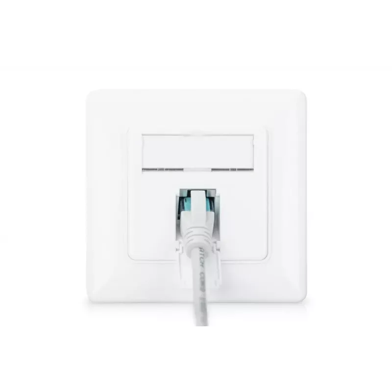 DIGITUS Toma de red CAT6A clase EA, apantallada 1x RJ45, LSA, blanco puro, empotrar, 8 direcciones