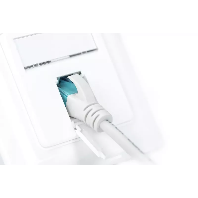 DIGITUS Toma de red CAT6A clase EA, apantallada 1x RJ45, LSA, blanco puro, empotrar, 8 direcciones