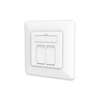DIGITUS Toma de red CAT6A clase EA, apantallada 2x RJ45, LSA, blanco puro, empotrar, 8 direcciones