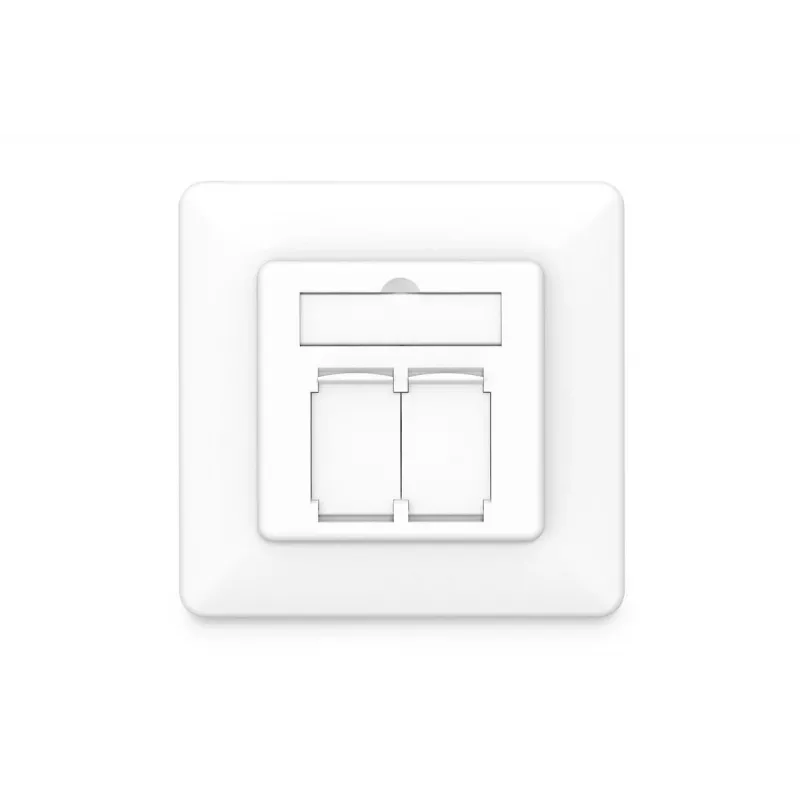 DIGITUS Toma de red CAT6A clase EA, apantallada 2x RJ45, LSA, blanco puro, empotrar, 8 direcciones