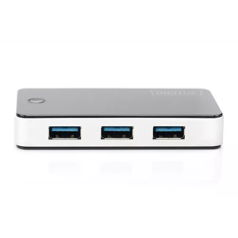 DIGITUS Hub USB 4 puertos USB 3.0 externo negro acabado brillo