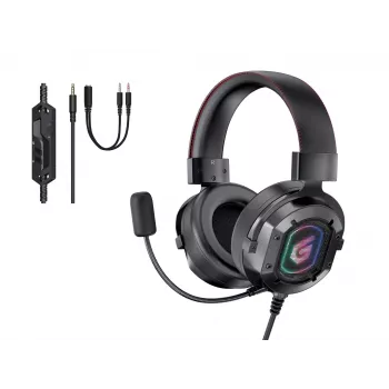 Conceptronic ATHAN Auriculares gaming con sonido estéreo, Con cable, 20 - 20000 Hz, Gaming, 477 g, Auriculares, Negro