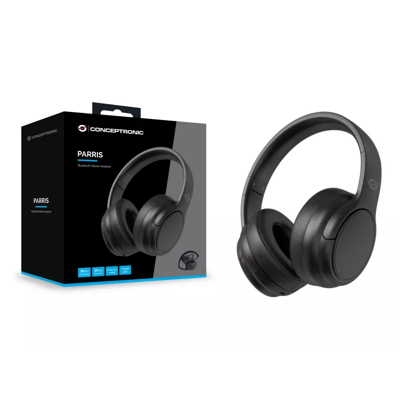 Conceptronic auriculares estéreo Bluetooth, con cable e inalámbricos, 20 - 20000 Hz, llamadas/música, 198,5 g, auriculares, negro