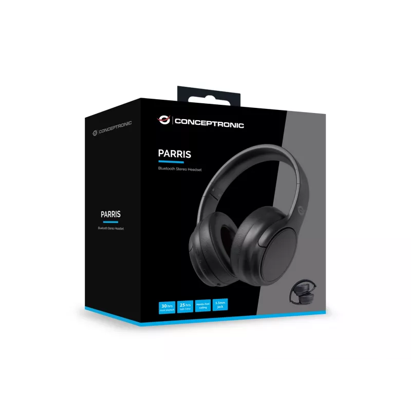 Conceptronic auriculares estéreo Bluetooth, con cable e inalámbricos, 20 - 20000 Hz, llamadas/música, 198,5 g, auriculares, negro