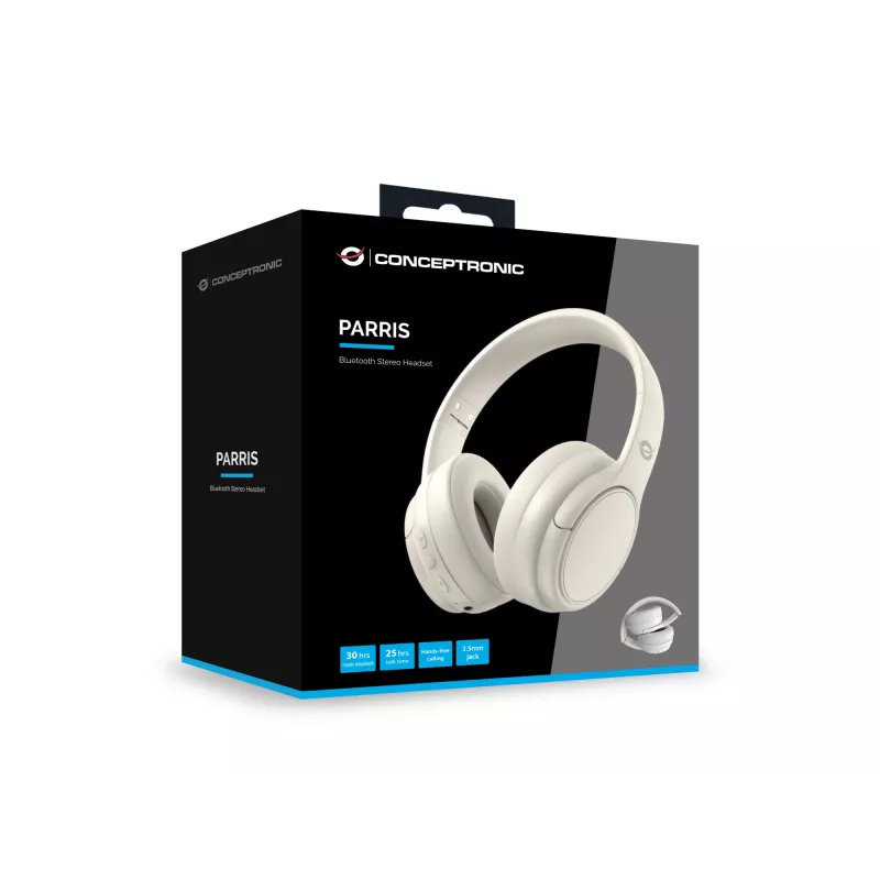 Conceptronic PARRIS03C auriculares estéreo Bluetooth, con cable e inalámbricos, música, 20 - 20000 Hz, 198,5 g, auriculares, crema