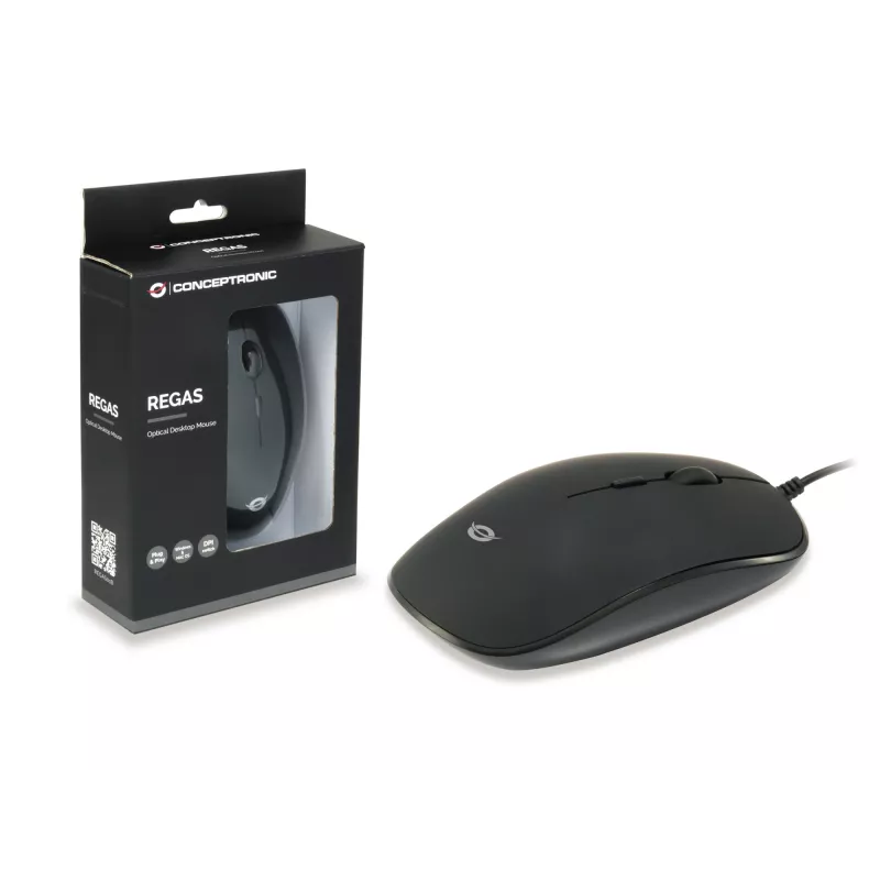 Conceptronic REGAS01B ratón de oficina ambidiestro USB Type-A óptico 1200 DPI