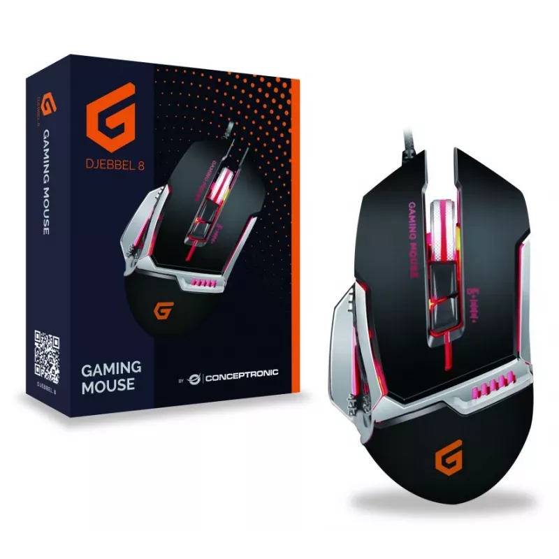 Conceptronic DJEBBEL 8, ratón gaming USB, 8 botones programables, 4000 DPI
