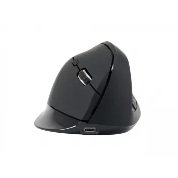 Conceptronic LORCAN ERGO ratón ergonómico Bluetooth de 6 botones, para diestros, diseño vertical, óptico, Bluetooth, 1600 DPI, negro
