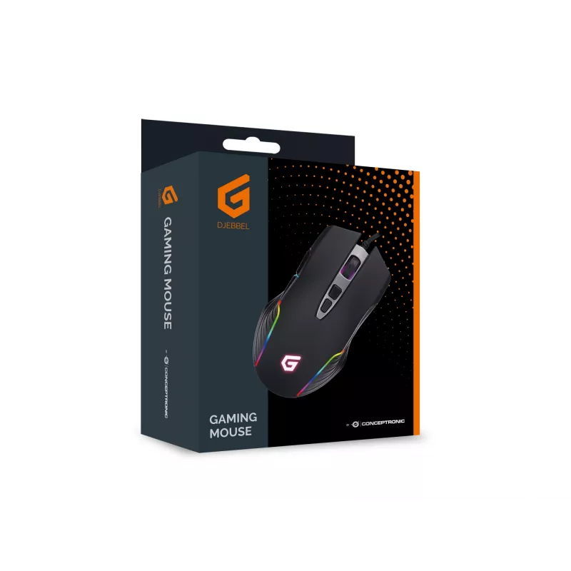 Conceptronic ratón gaming USB 7D, 7200 DPI, para diestros, óptico, USB Type-A, 7200 DPI, negro