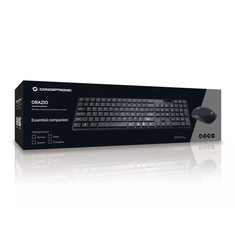 Conceptronic ORAZIO01DE teclado y ratón incluidos hogar RF Wireless QWERTZ alemán negro
