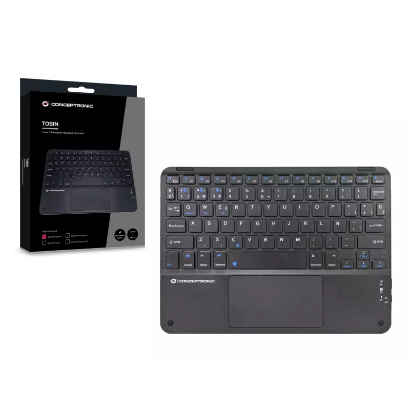 Conceptronic TOBIN01BES teclado Bluetooth con touchpad de 10