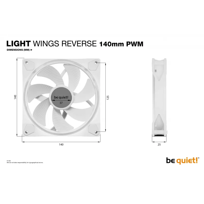 Ventilador para carcasa de PC be quiet Light Wings 140 mm PWM Reverse White 14 cm 1 ud.