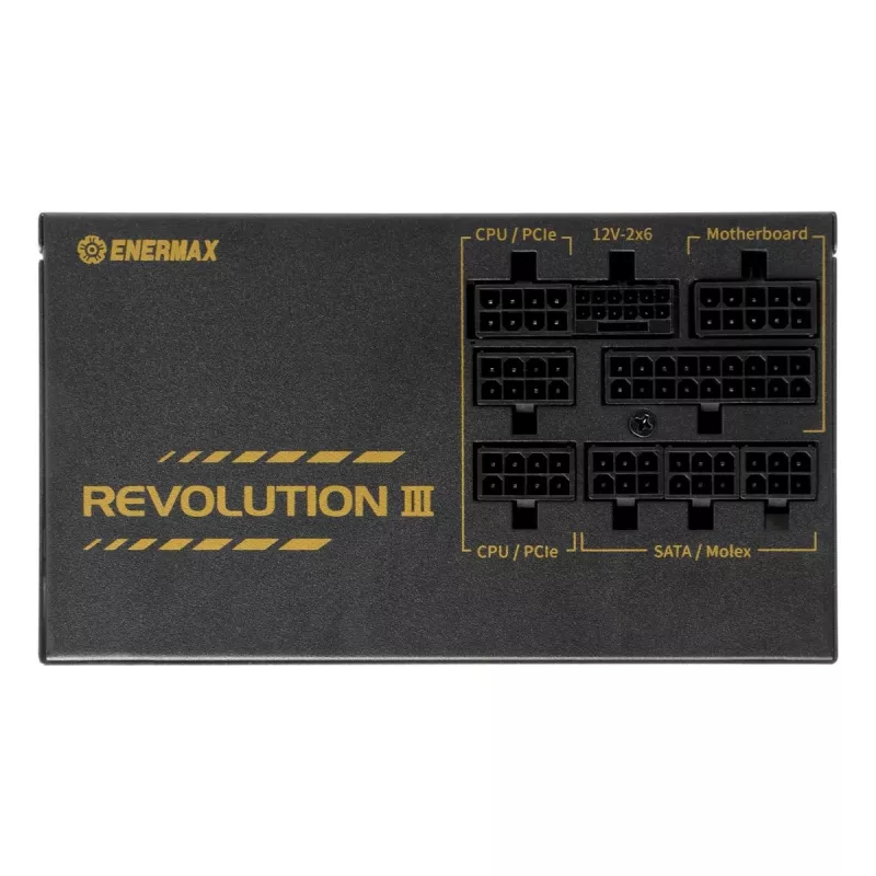 Enermax Revolution III ERV750G-AHG-MAC fuente de alimentación para PC, 750 W, 80 Plus Gold, totalmente modular, ATX, conector GPU High Power de 12 pines, negra