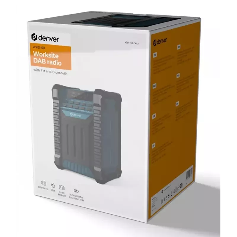 DENVER ELECTRONICS Wrd-60 radio DAB+ para obra con Bluetooth y función de luz de inundación