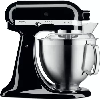 KitchenAid Robot de cocina Artisan 5KSM185PS — bol de acero inoxidable de 4,8 L, 300 W, 10 velocidades, negro