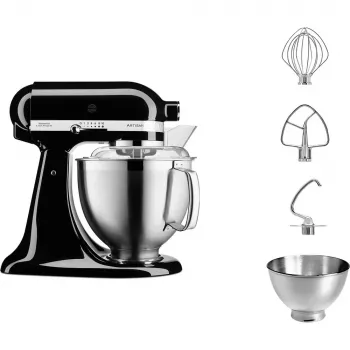 KitchenAid Robot de cocina Artisan 5KSM185PS — bol de acero inoxidable de 4,8 L, 300 W, 10 velocidades, negro
