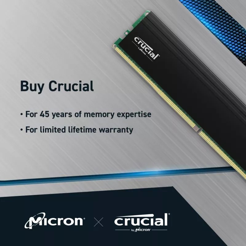 Crucial Pro 32GB DDR4-3200 CL22 UDIMM Memoria RAM para sobremesa (CP32G4DFRA32A)