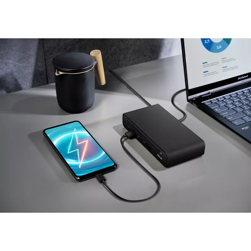 ASUS Triple Display USB-C Dock Duo DC301 con cable negro