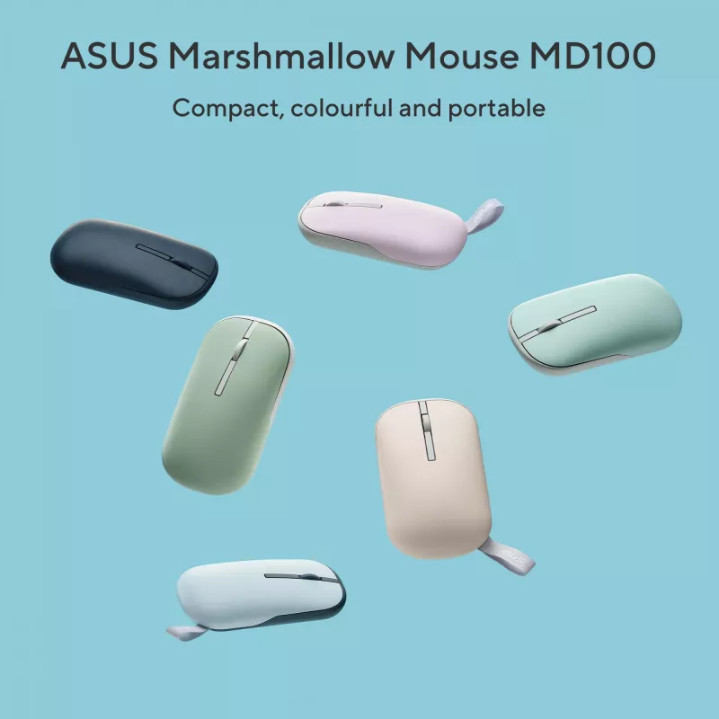 ASUS Marshmallow MD100 Ratón Office Ambidiestro RF Wireless + Bluetooth Óptico 1600 DPI