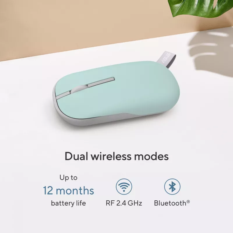 ASUS Marshmallow MD100 Ratón Office Ambidiestro RF Wireless + Bluetooth Óptico 1600 DPI