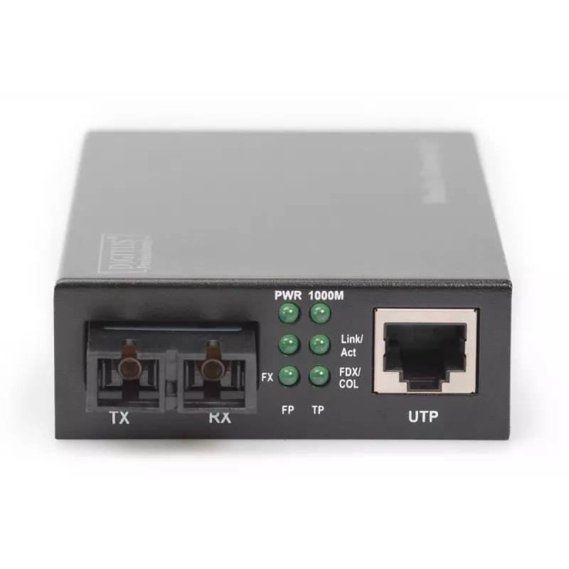 DIGITUS DN-82120-1 convertidor de medios Gigabit, multimodo, de 10/100/1000Base-T a 1000Base-SX, RJ45 / SC, 850 nm, hasta 0,5 km