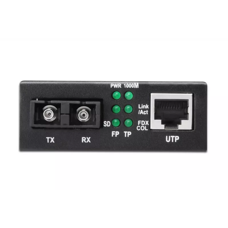 DIGITUS DN-82120-1 convertidor de medios Gigabit, multimodo, de 10/100/1000Base-T a 1000Base-SX, RJ45 / SC, 850 nm, hasta 0,5 km