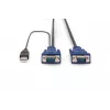 DIGITUS Juego de cables KVM, VGA, ratón PS/2, teclado PS/2, USB HD DB15/M, 2xMiniDIN6/M, USB Type-A/M – HD DB15/M negro, 1,8 m